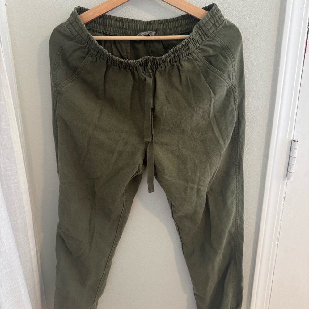 Olive Green linen joggers